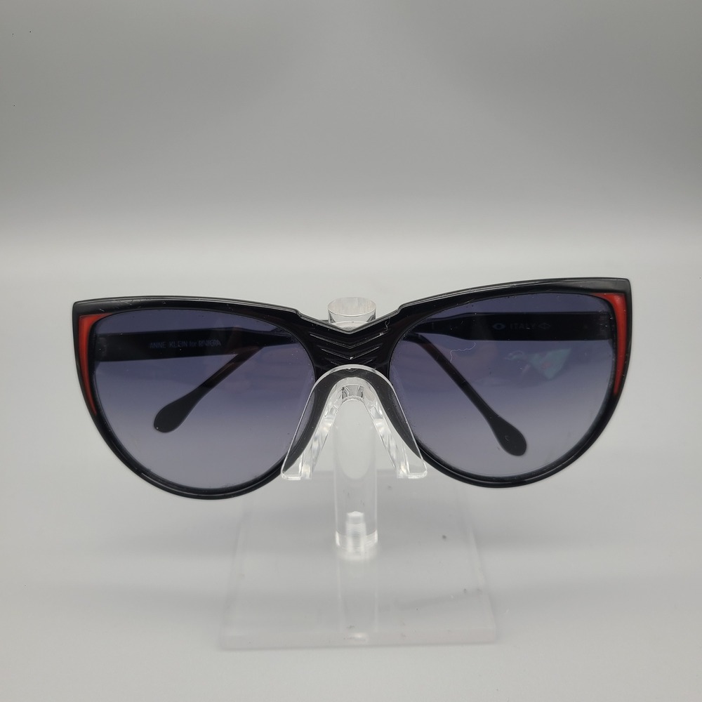 Anne Klein for Riviera Vintage Black Red Cat Eye Sunglasses Made in Italy